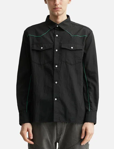 Pleasures Nylon Wester Snap-up Shirt In Black