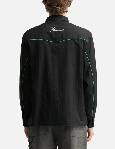 Pleasures Nylon Wester Snap-up Shirt In Black
