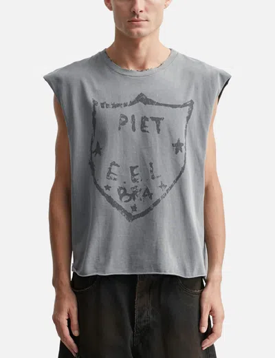 Piet Oversized Raw Edge Sleeveless T-shirt In Gray