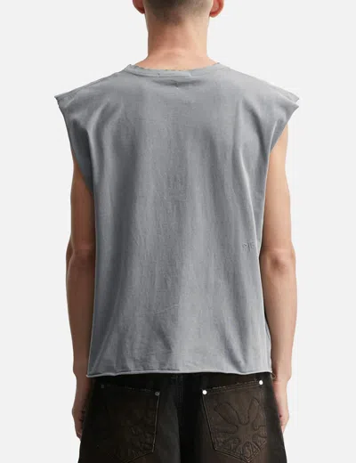Piet Oversized Raw Edge Sleeveless T-shirt In Gray