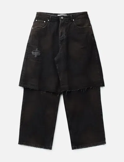 Piet Layered Black Denim Trousers In Black