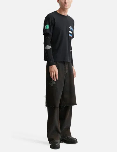 Piet Layered Black Denim Trousers In Black