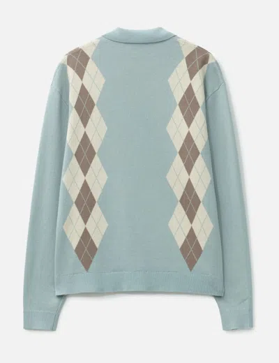 Students Golf Wright Knitted Long Sleeve Polo Sweater In Blue