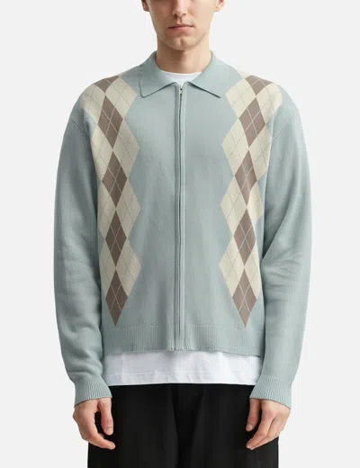 Students Golf Wright Knitted Long Sleeve Polo Sweater In Blue