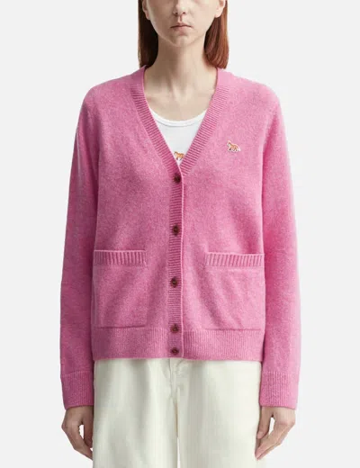 Maison Kitsuné Baby Fox Lambswool Boxy Cardigan In Pink