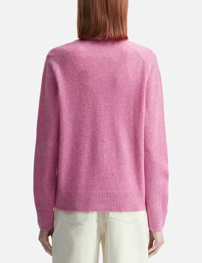 Maison Kitsuné Baby Fox Lambswool Boxy Cardigan In Pink
