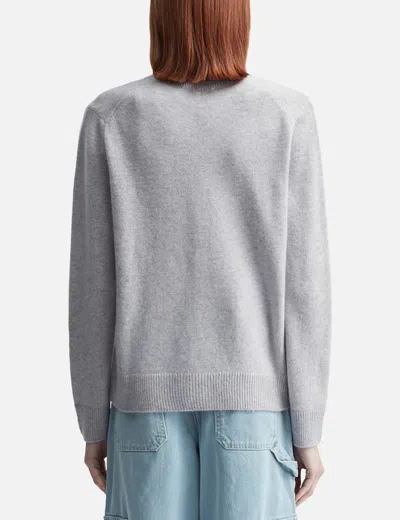 Maison Kitsuné Baby Fox Lambswool Boxy Cardigan In Gray