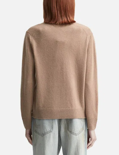 Maison Kitsuné Baby Fox Lambswool Boxy Cardigan In Brown