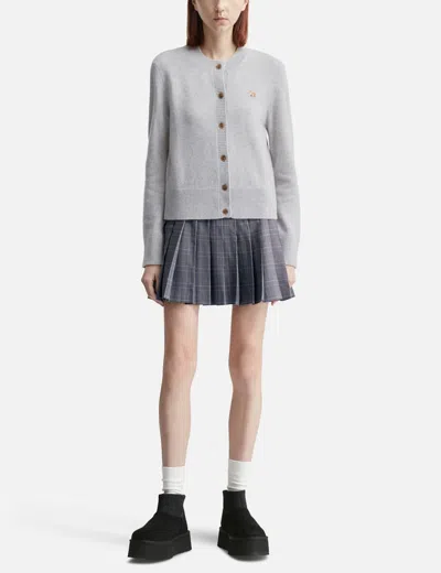 Maison Kitsuné Baby Fox Lambswool Fitted Cardigan In Gray