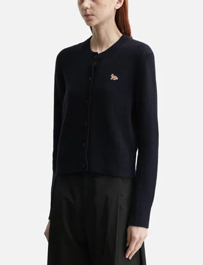 Maison Kitsuné Baby Fox Lambswool Fitted Cardigan In Black