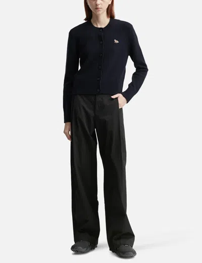 Maison Kitsuné Baby Fox Lambswool Fitted Cardigan In Black