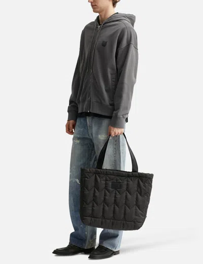 Maison Kitsuné Chevron Quilted Large Tote In Black