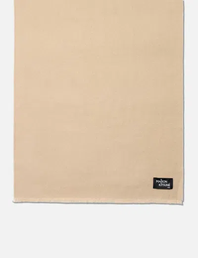 Maison Kitsuné Wool Fringe Scarf In Neutral