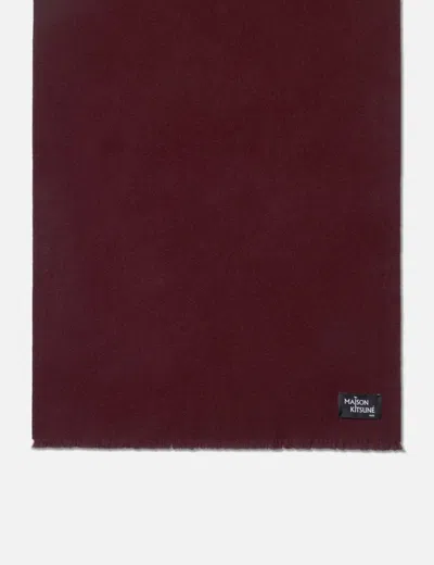 Maison Kitsuné Wool Fringe Scarf In Burgundy