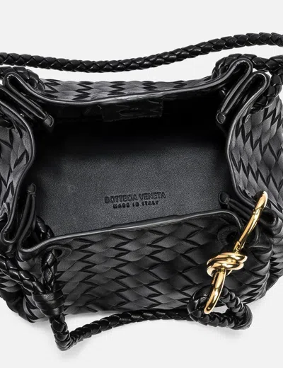 Bottega Veneta Women Parachute Small Leather Shoulder Bag With Intrecciato Motif In Black