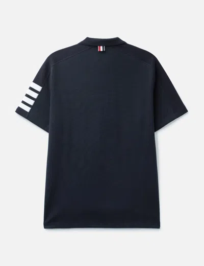 Thom Browne Milano Cotton 4-bar Polo In Blue