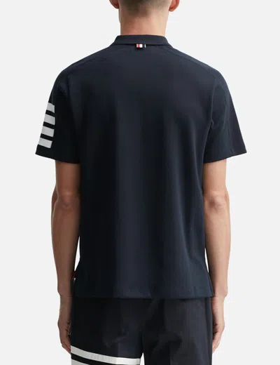 Thom Browne Milano Cotton 4-bar Polo In Blue
