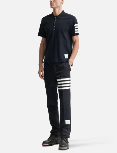 Thom Browne Milano Cotton 4-bar Polo In Blue