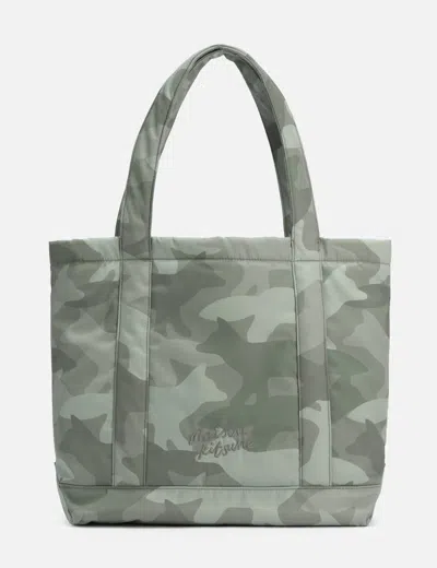 Maison Kitsuné Camo Fox Large Tote In Green