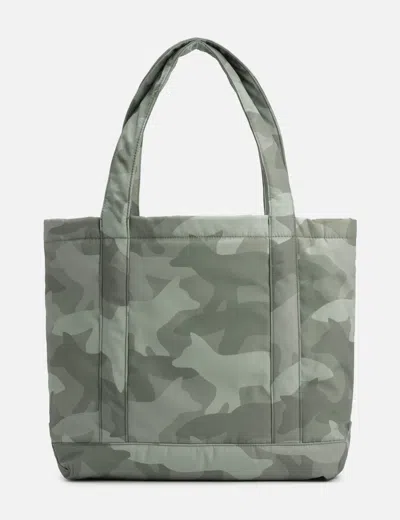 Maison Kitsuné Camo Fox Large Tote In Green