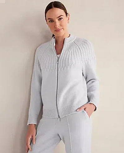 Ann Taylor Haven Well Within Organic Cotton Blend Fair Isle Stitch Bomber In White