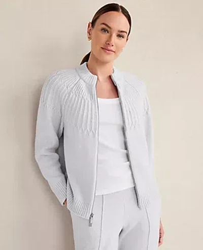 Ann Taylor Haven Well Within Organic Cotton Blend Fair Isle Stitch Bomber In White