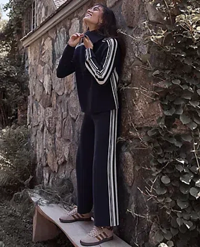 Ann Taylor Haven Well Within Sporty Stripe Straight Leg Pants In Blue