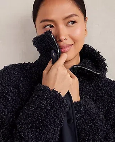 Ann Taylor Haven Well Within Long Sherpa Coat In Blue