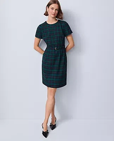 Ann Taylor Plaid Belted Sheath Dress In Multi