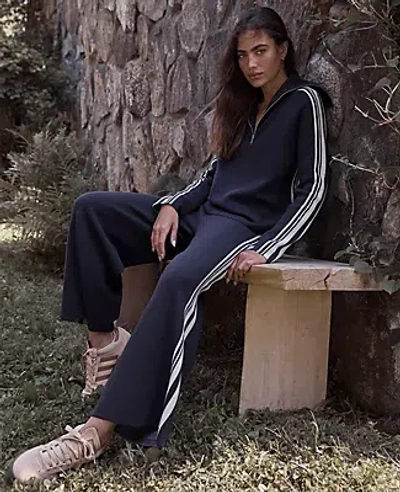 Ann Taylor Haven Well Within Sporty Stripe Half-zip Pullover In Blue