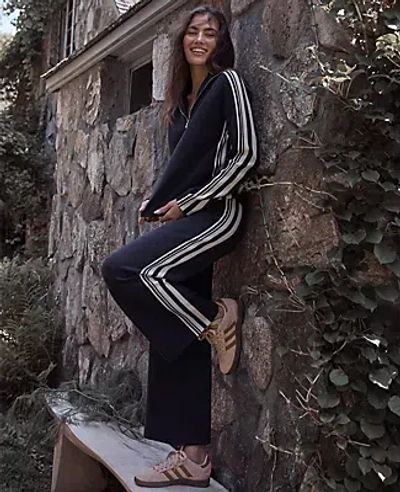 Ann Taylor Haven Well Within Sporty Stripe Half-zip Pullover In Blue