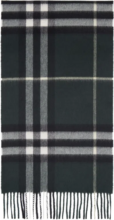 Burberry Green Check Cashmere Scarf In Green