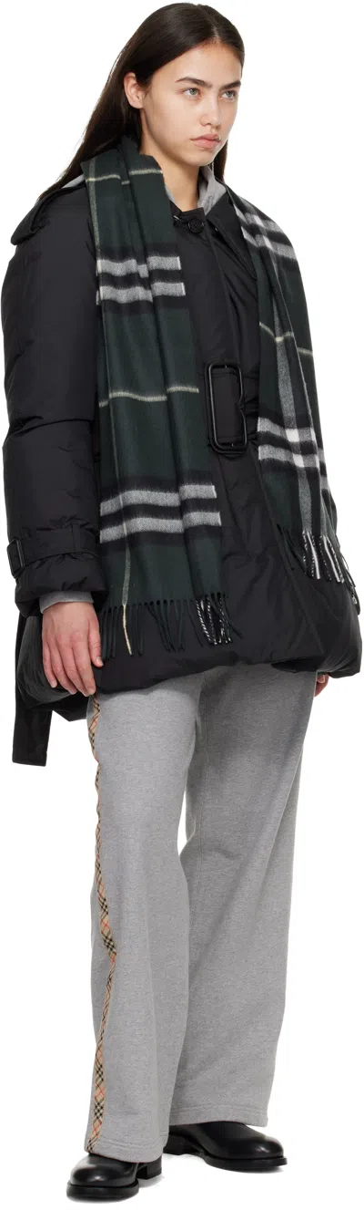 Burberry Green Check Cashmere Scarf In Green