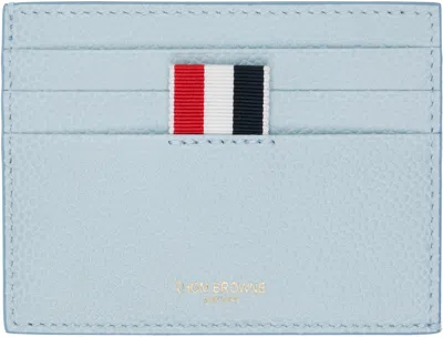 Thom Browne Blue Pebble Grain Note Compartment Card Holder In Blue