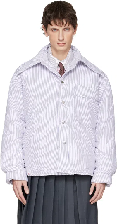 Charles Jeffrey Loverboy White & Purple Puffer Overshirt In Neutral
