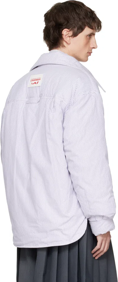 Charles Jeffrey Loverboy White & Purple Puffer Overshirt In Neutral
