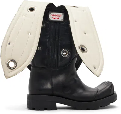 Charles Jeffrey Loverboy Black Banana Eyelet Moggies Boots In Black