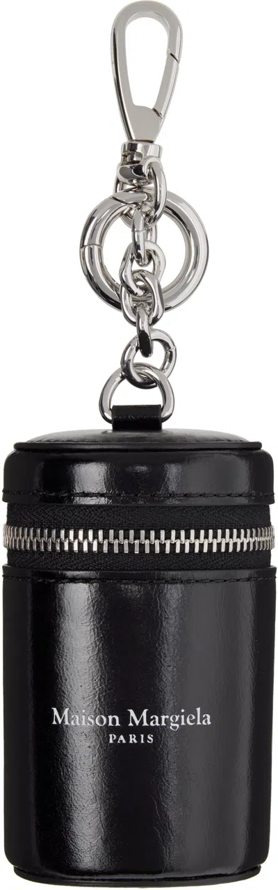 Maison Margiela Black Cylindrical Pouch Charm Keychain In Black