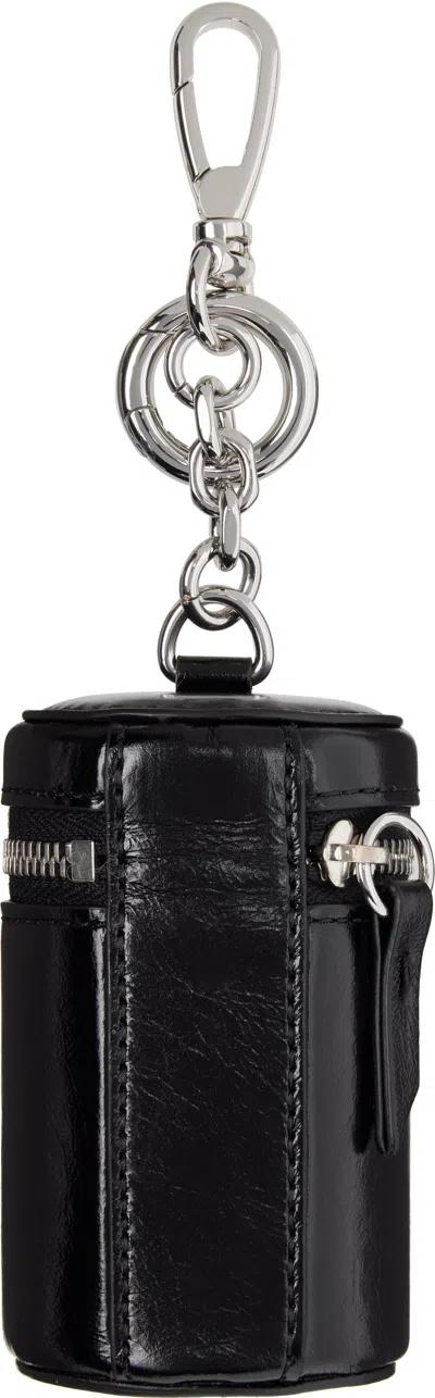 Maison Margiela Black Cylindrical Pouch Charm Keychain In Black