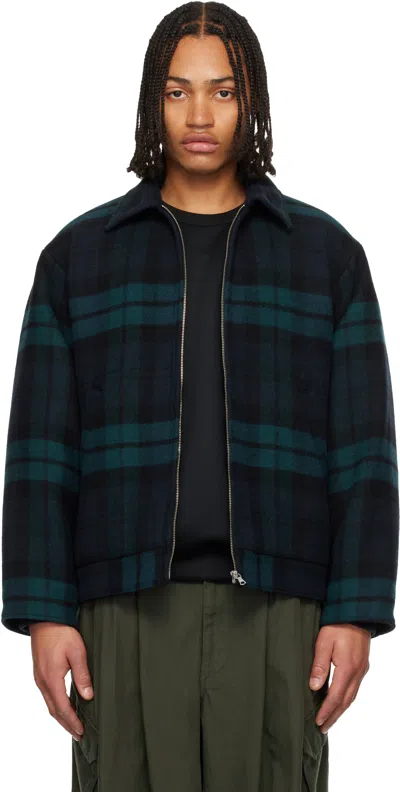 Wtaps Checked Zip-up Shirt Jacket In Blue