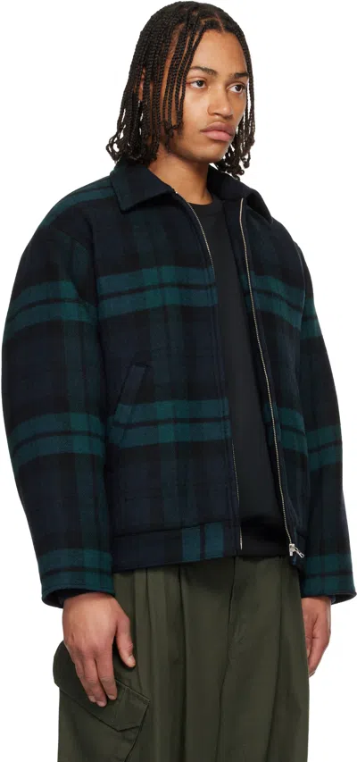 Wtaps Checked Zip-up Shirt Jacket In Blue