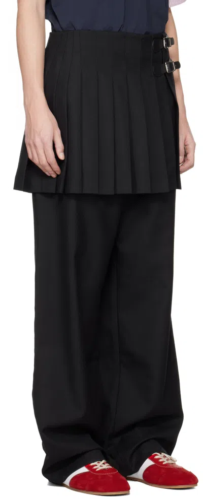 Charles Jeffrey Loverboy Black Mini Wide Leg Skouser Trousers In Black