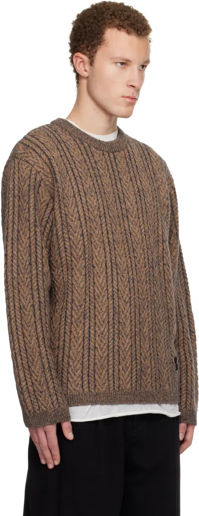 Wooyoungmi Brown Wool Blend Herringbone Sweater In Brown