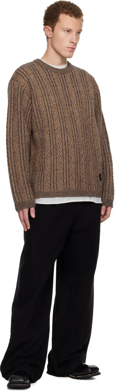 Wooyoungmi Brown Wool Blend Herringbone Sweater In Brown