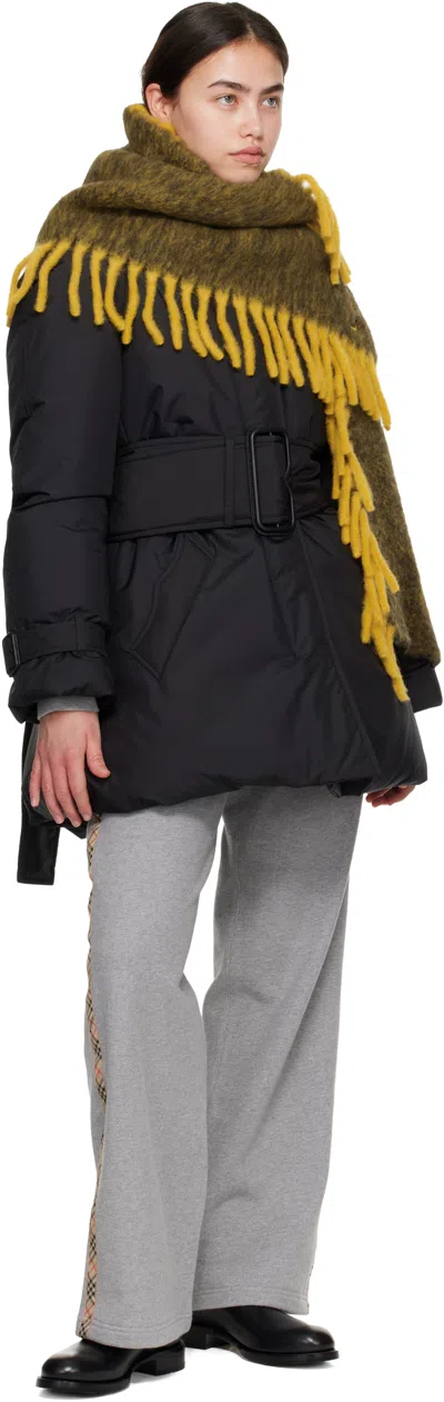 Burberry Yellow & Khaki Alpaca Wool Blend Happy Scarf In Brown