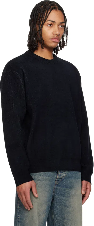 Solid Homme Black Knit Sweater In Black