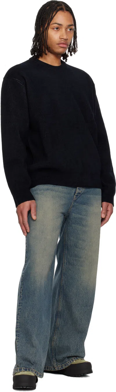 Solid Homme Black Knit Sweater In Black