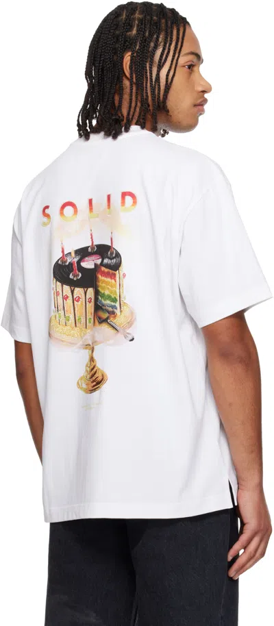 Solid Homme White Whole Cake Back Logo T-shirt In White