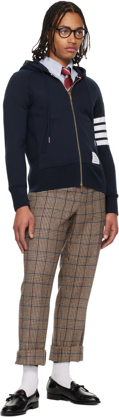 Thom Browne Navy Classic Loopback 4-bar Full Zip Hoodie In Blue