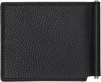 Givenchy Black Grained Leather Clip Wallet In Black